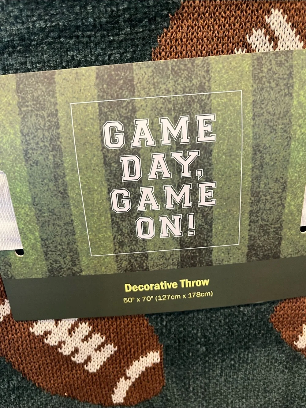 Game Day Throw Blanket - Green and Brown Football Design